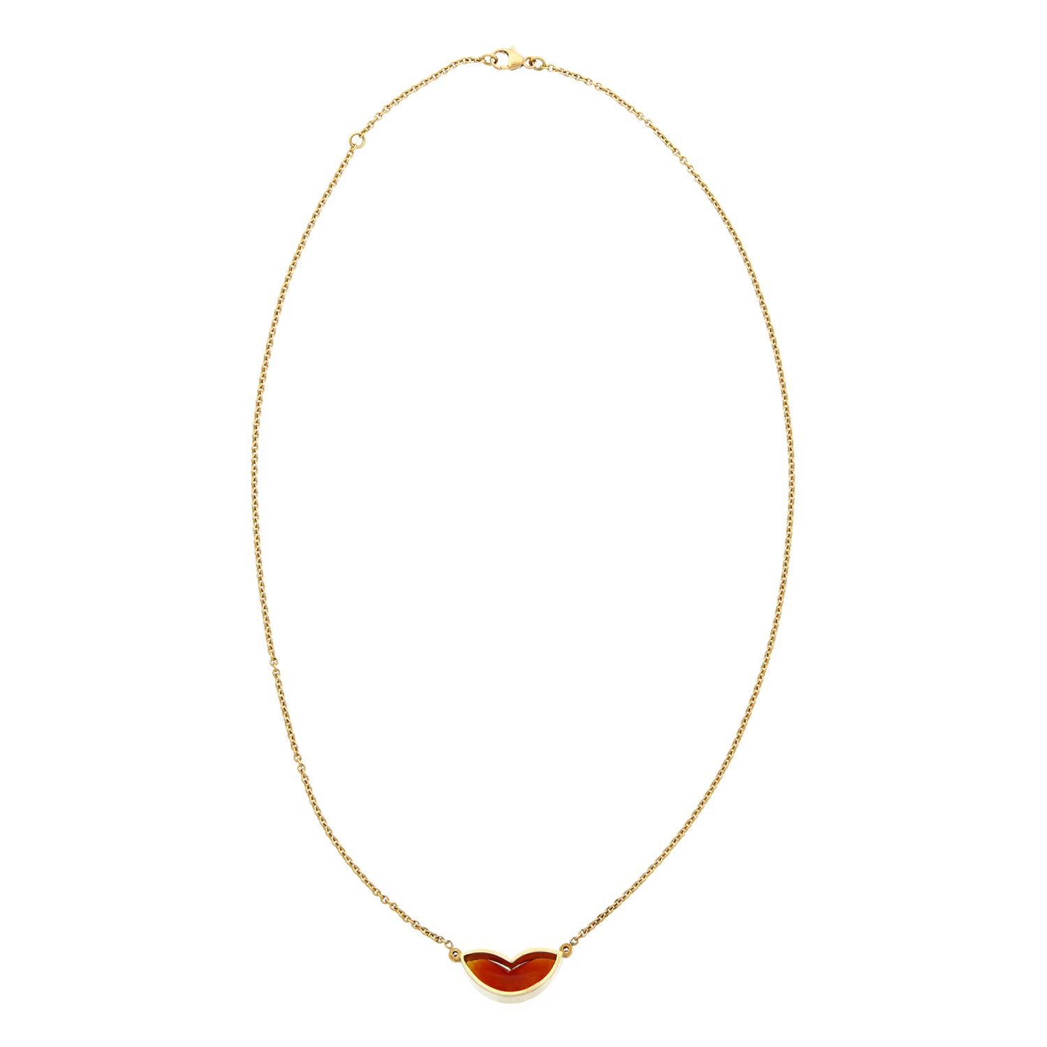 Yellow gold necklace with fire opal mouth
