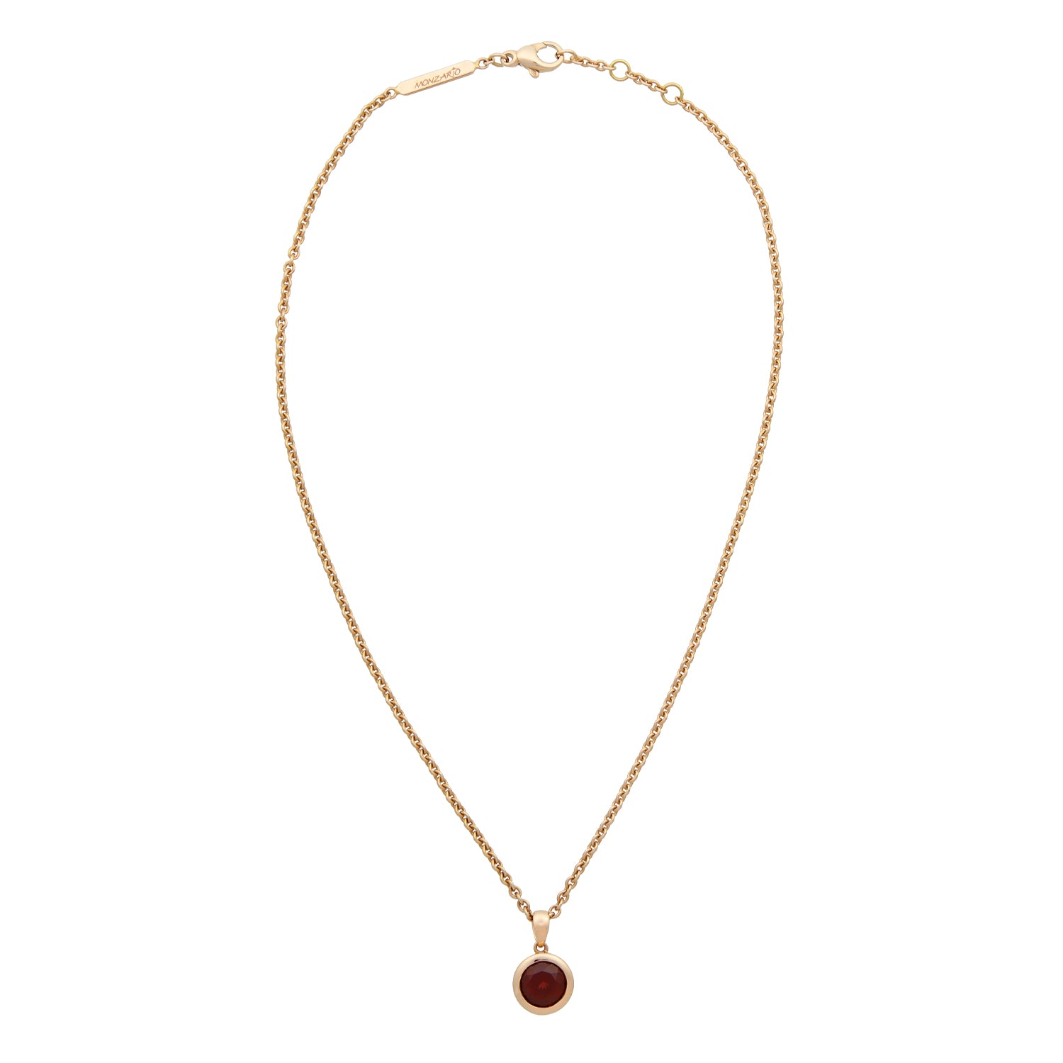 Necklace with round almandine pendant. (garnet variety)