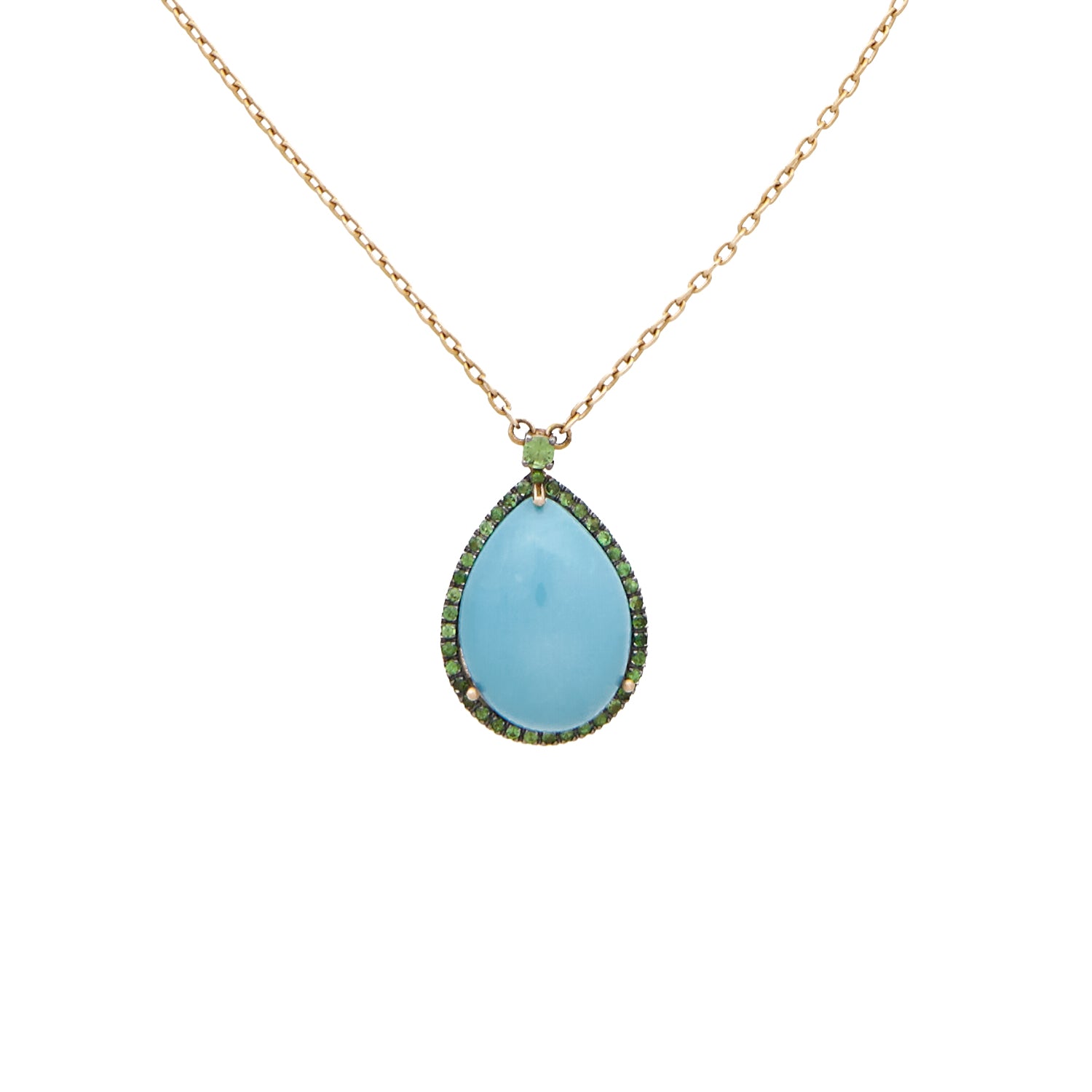 ROSE GOLD NECKLACE Turquoise and tsavorite