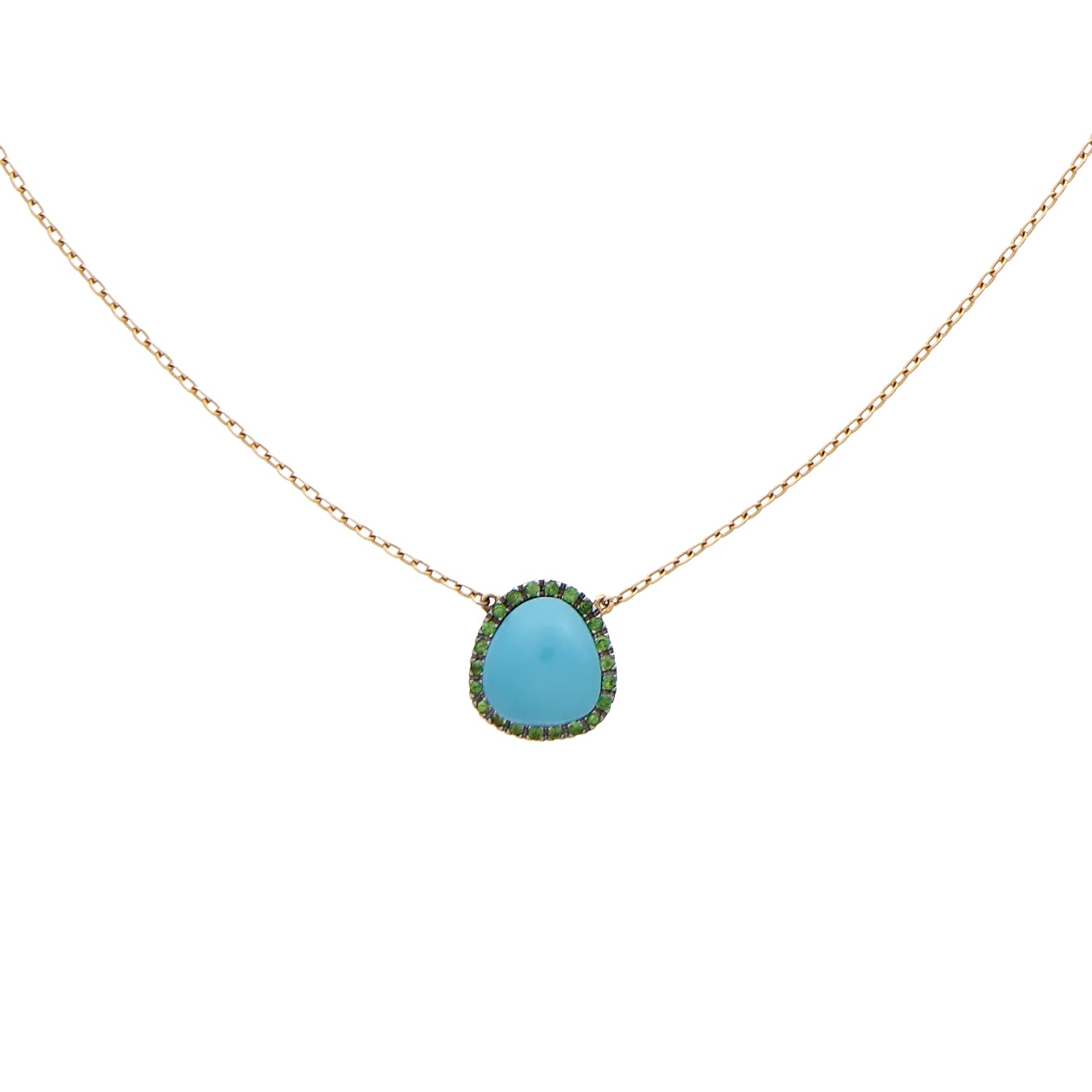 ROSE GOLD NECKLACE WITH turquoise and tsavorite