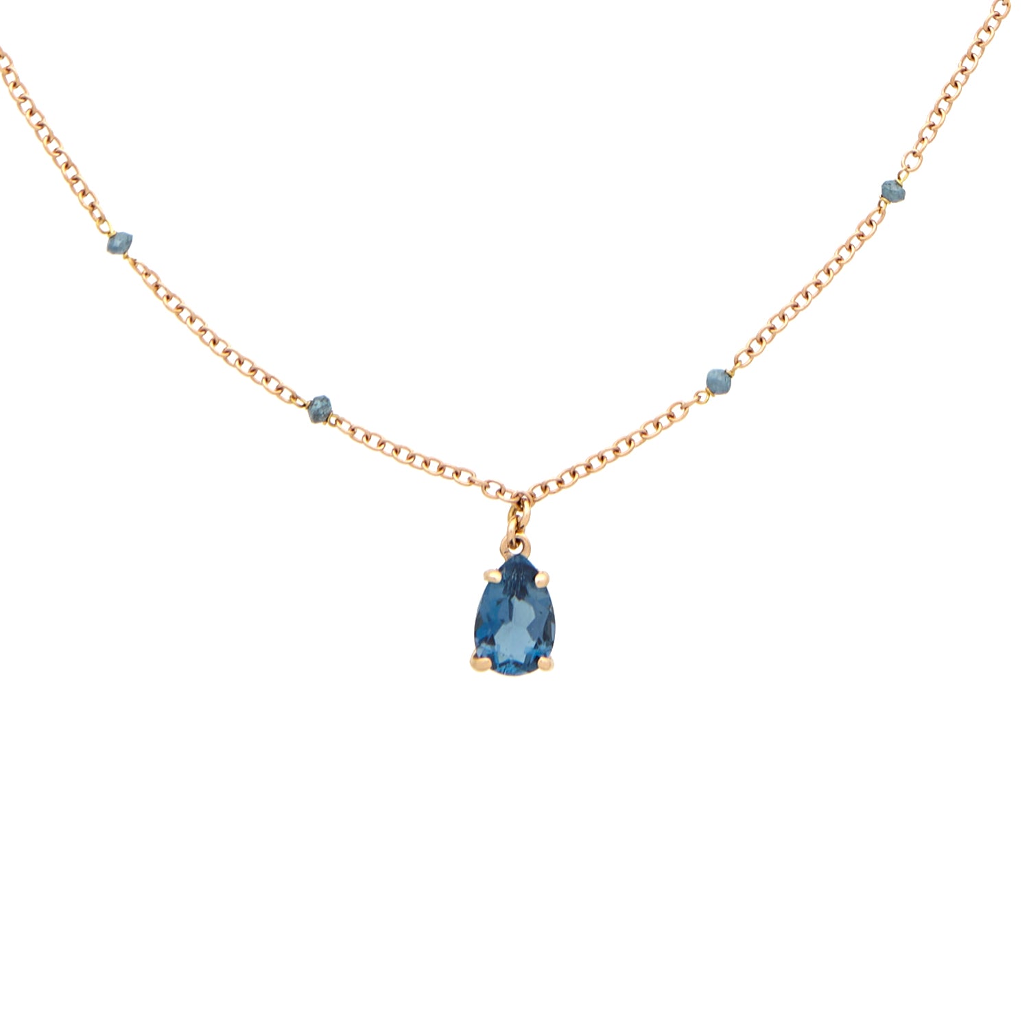 ROSE GOLD NECKLACE WITH LONDON BLUE TOPAS