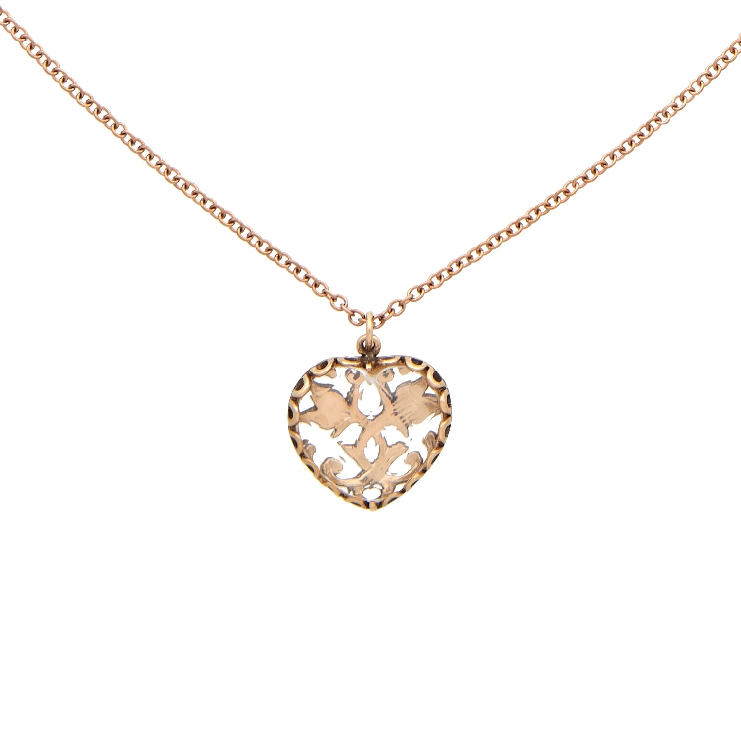 ROSE GOLD NECKLACE WITH ROCK CRYSTAL HEART
