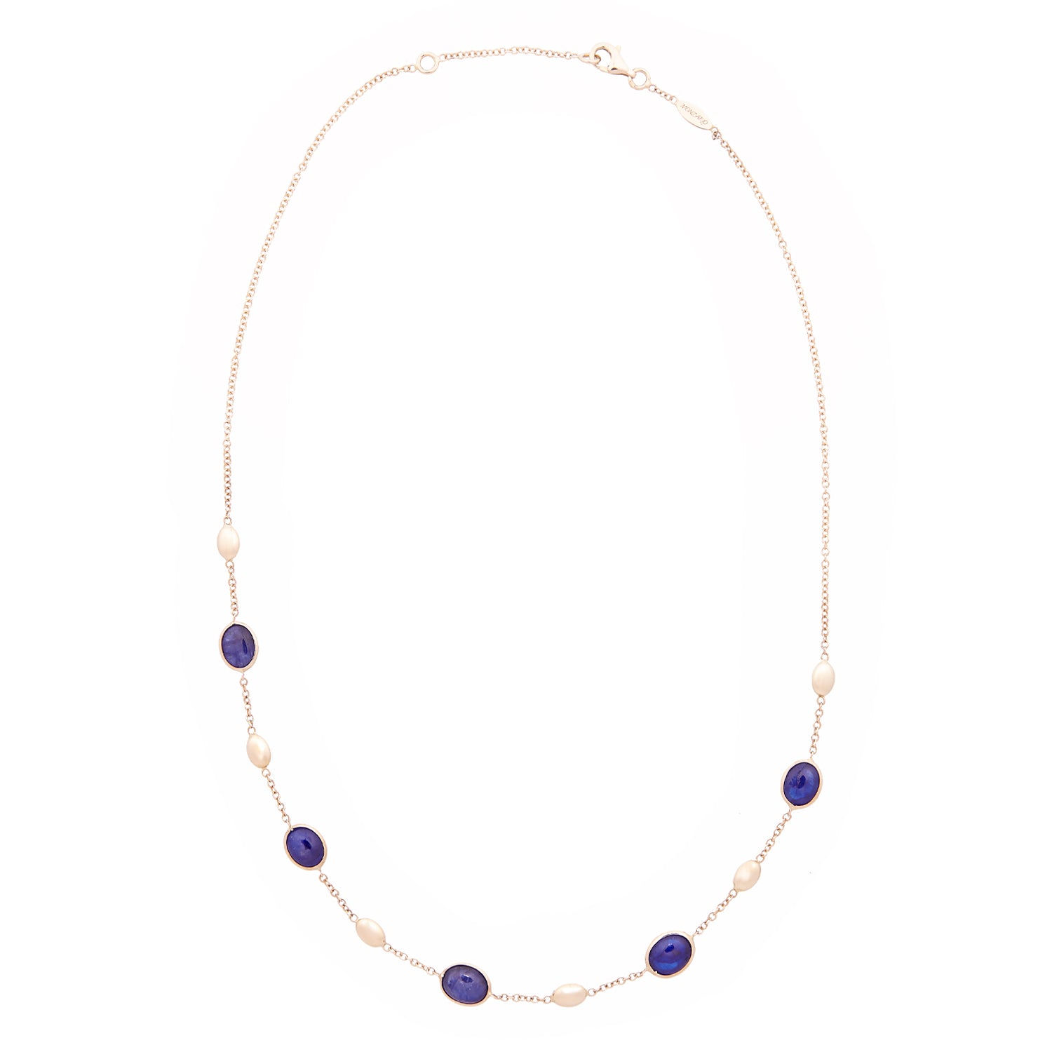 14 karaat geelgouden collier met blauwe saffier