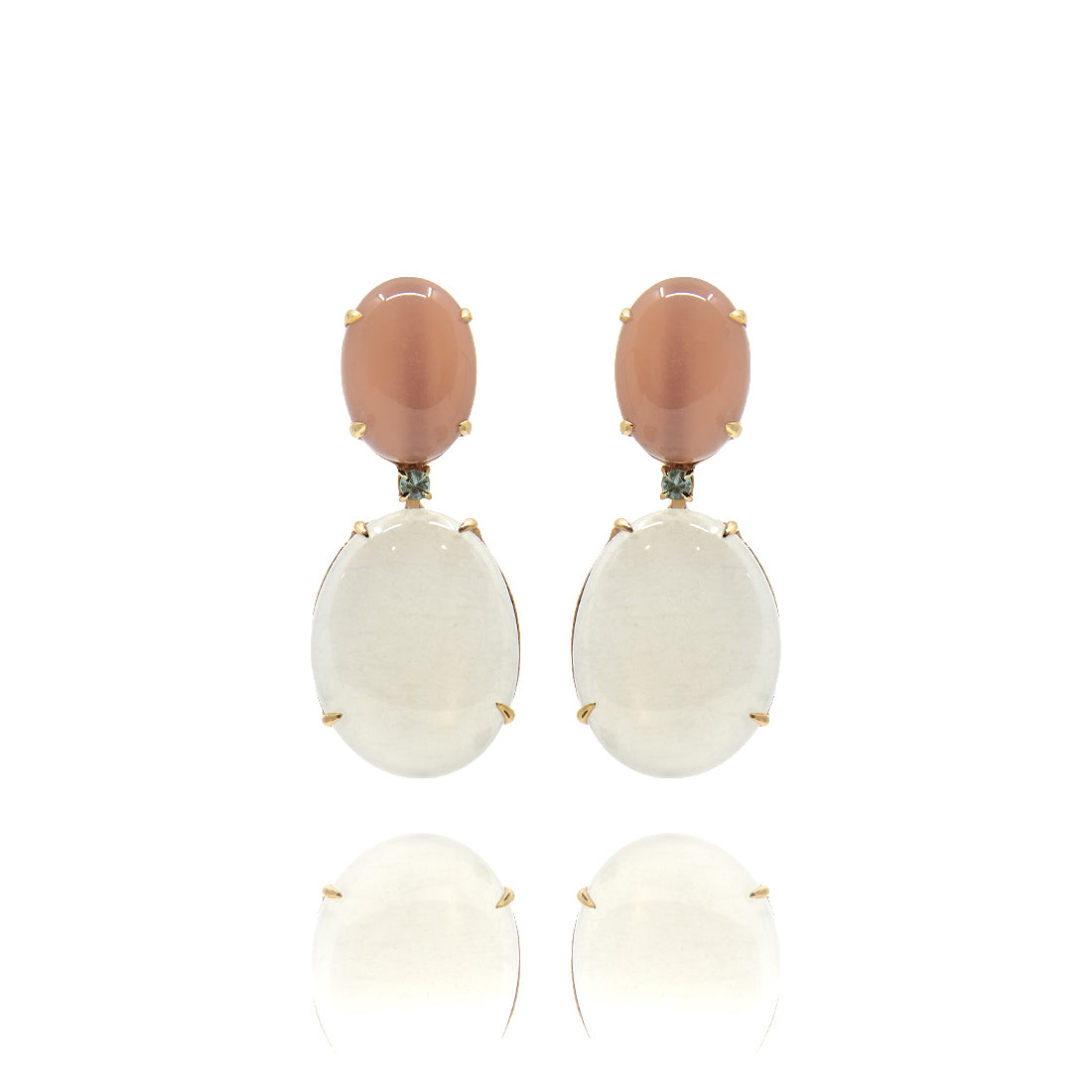 Rose gold earrings with moonstone and sapphire 