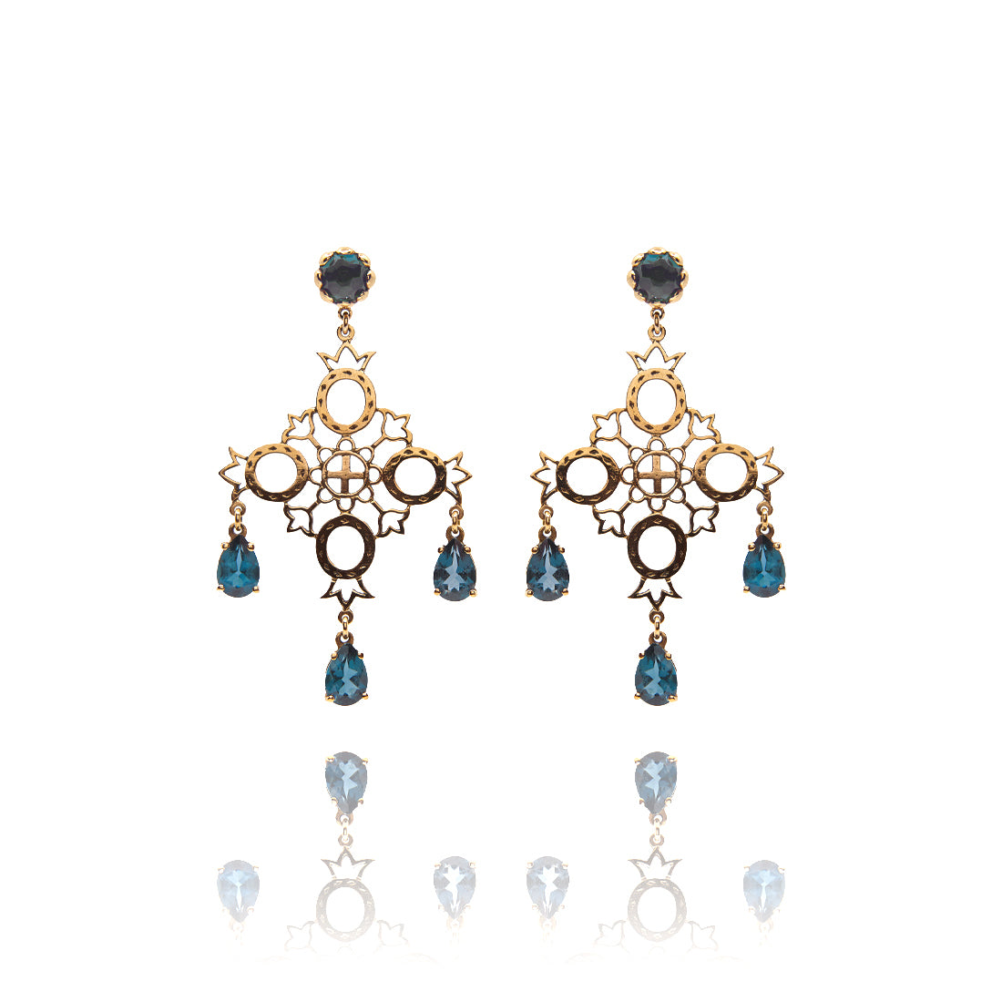 Rose gold earrings with London blue topaz
