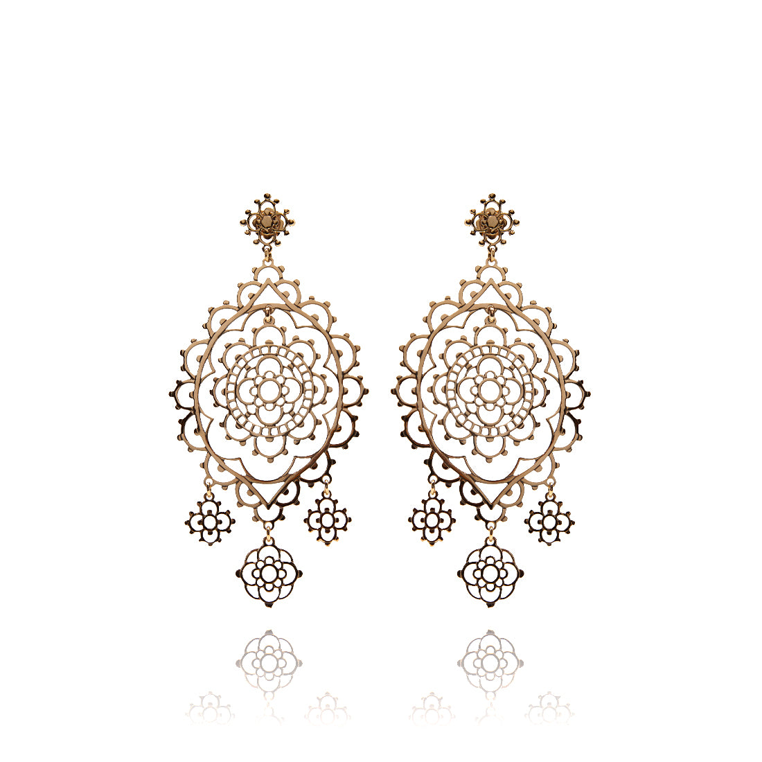 Rose gold earrings with openwork 