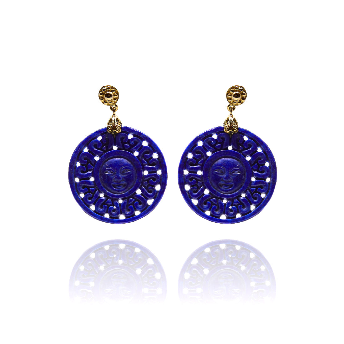 Geelgouden oorsieraden met lapis lazuli