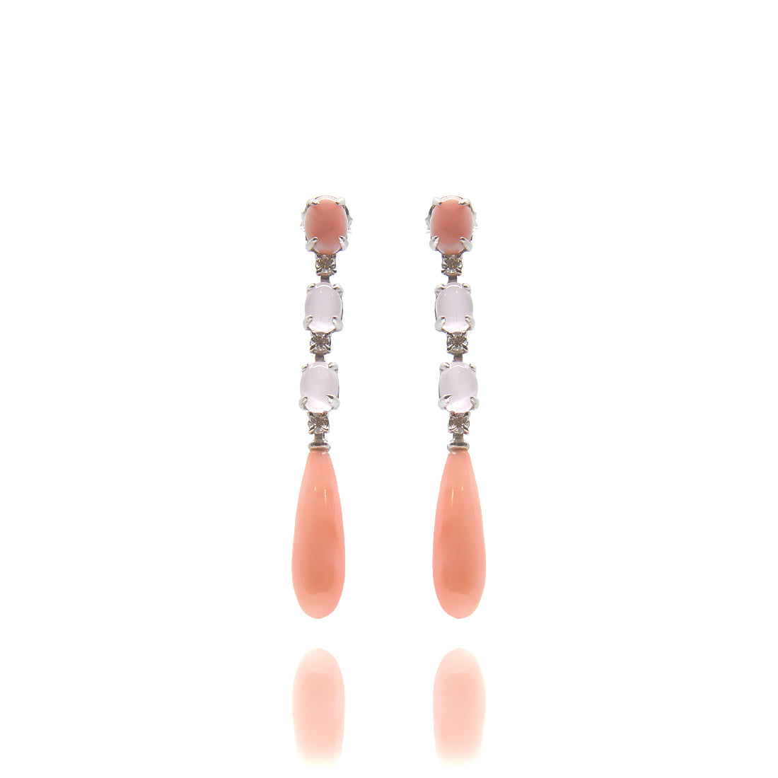 White gold ear jewelry with opal and diamond 