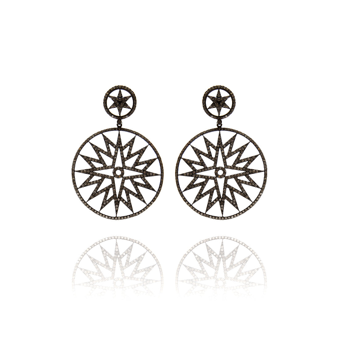 Rose gold earrings with diamonds and silver