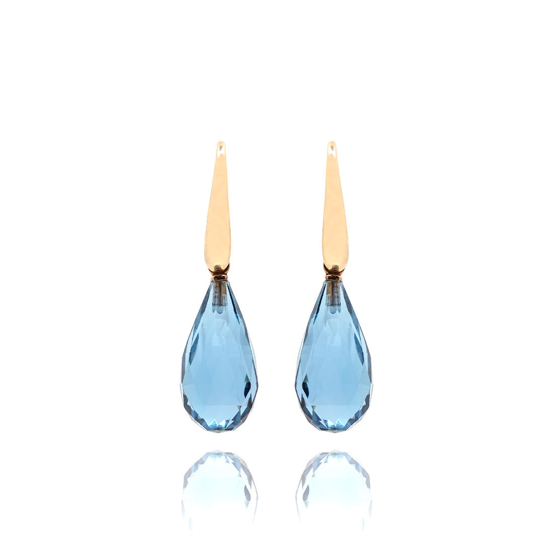 Rose gold earrings with London blue topaz 