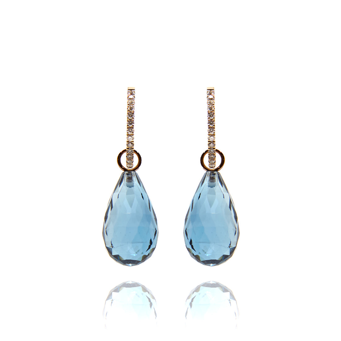 Rose gold earrings with diamond and London blue topaz 