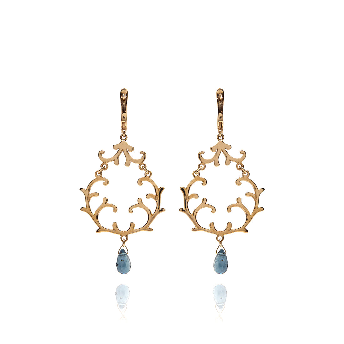 Rose gold earrings with London blue topaz