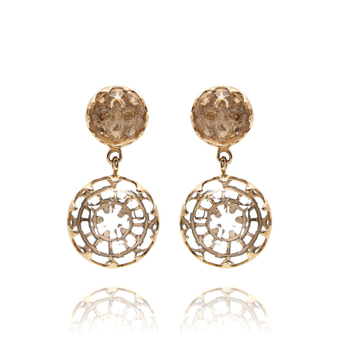 Rose gold earrings with rock crystal