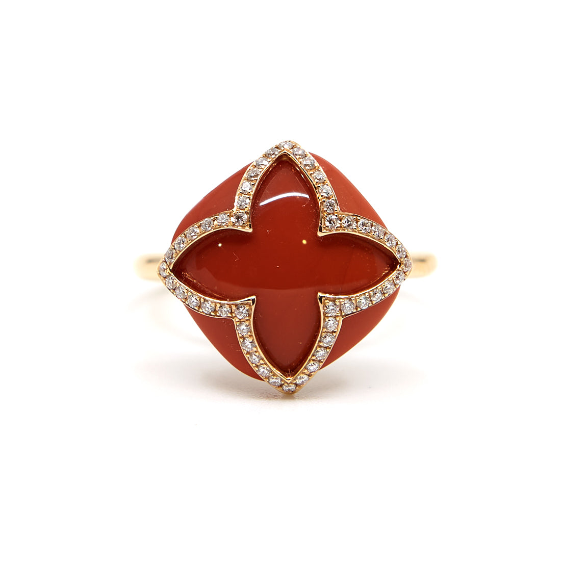 Rose gold ring with diamond and agate
