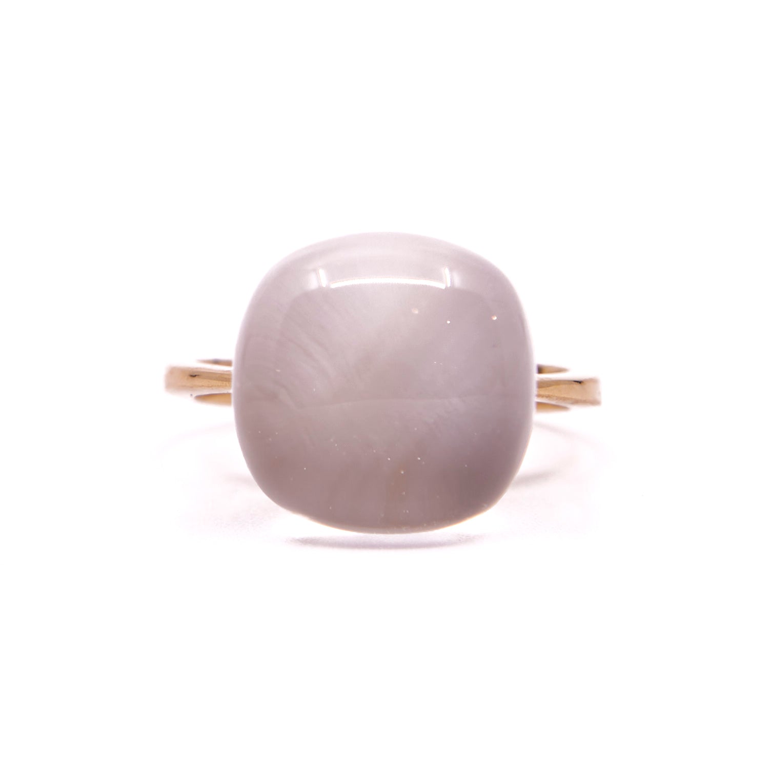 Geelgouden ring "Eva Nueva" met bergkristal en parelmoer