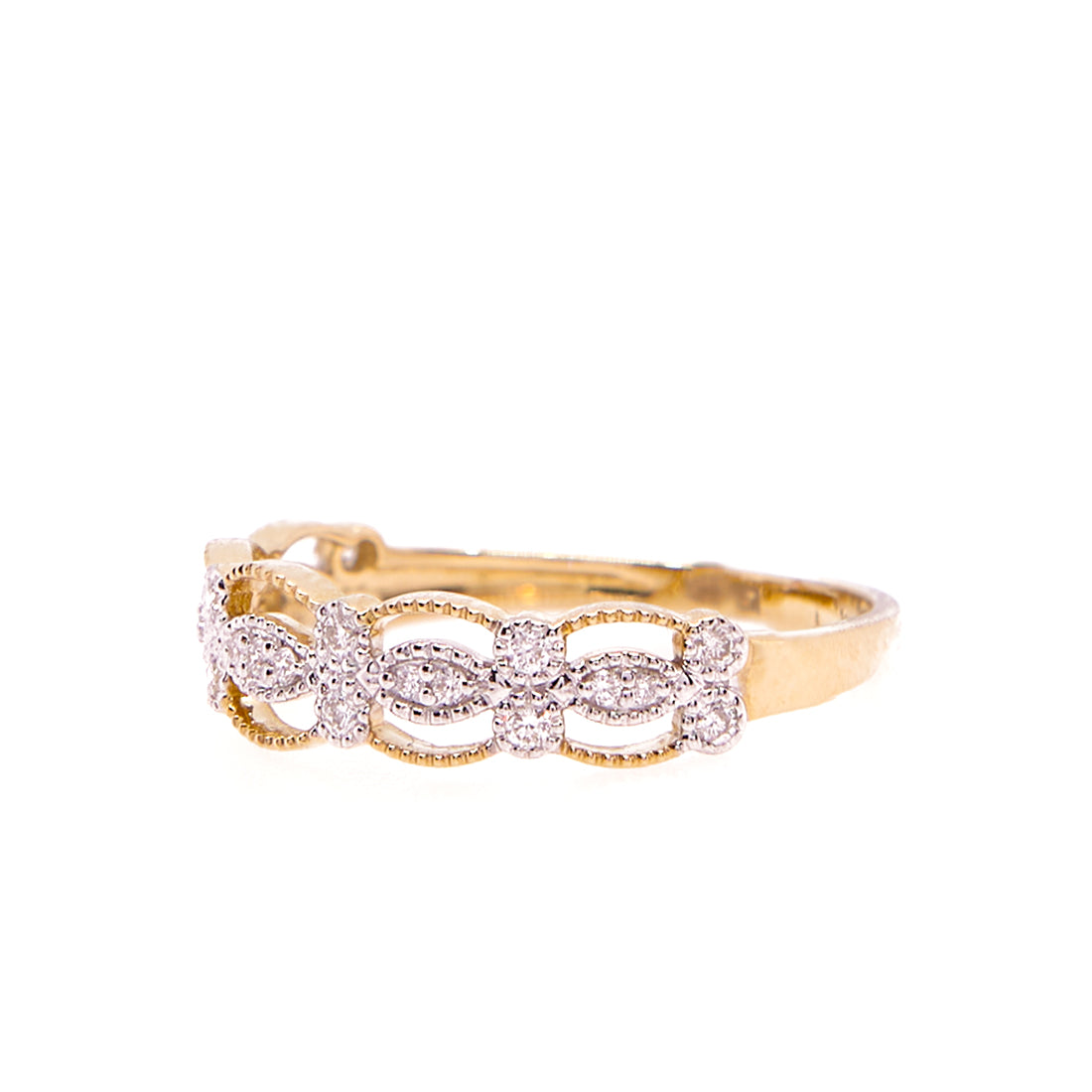 14 karaat geelgouden fantasie ring met diamant