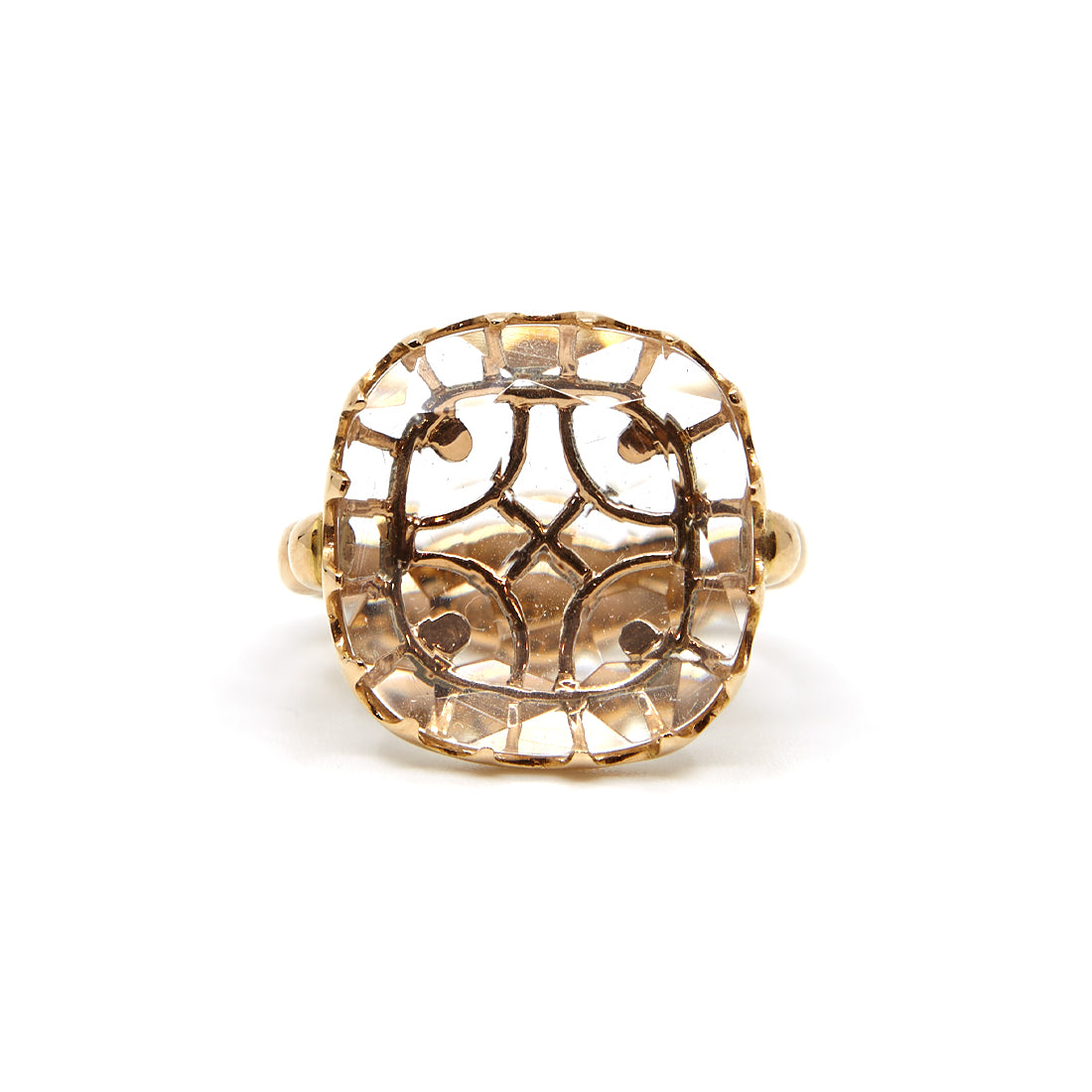 Rose gold ring with rock crystal