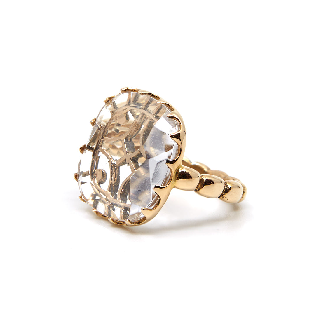 Rose gold ring with rock crystal