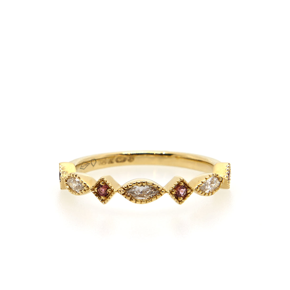 Yellow gold ring with diamond and tourmaline 